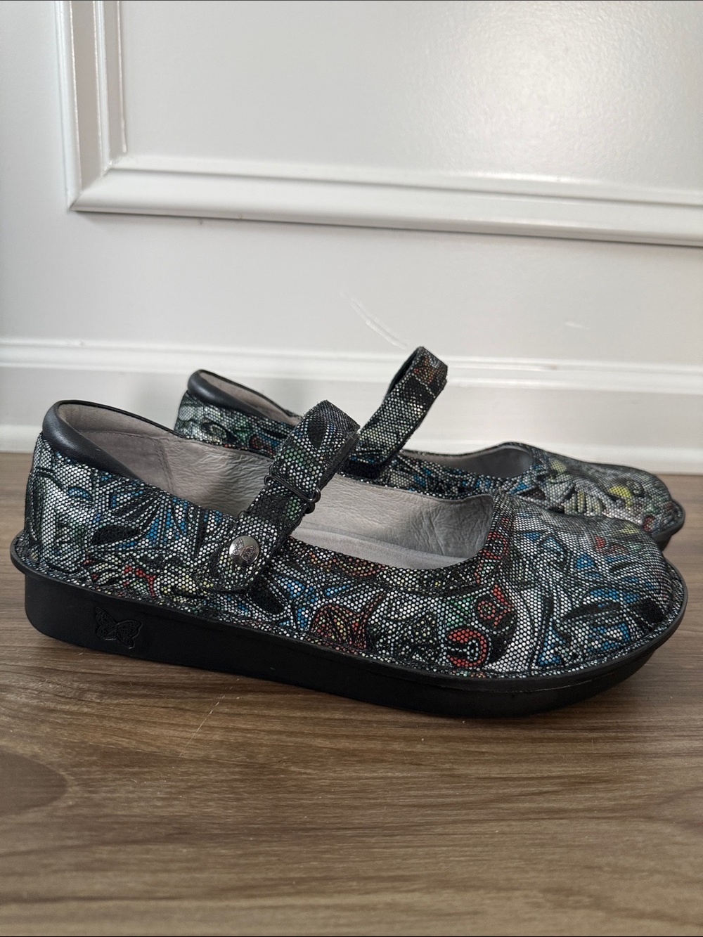 Alegria Paloma Whimsical Abstract Leather Comfort Mary Janes Shoes EU 41 US 10